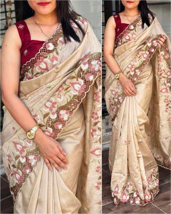 Visca slub silk saree - View 4
