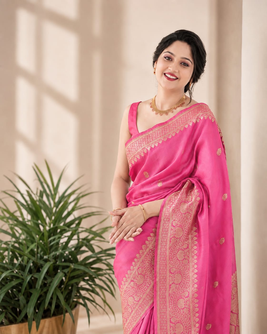 Soft Lichi Silk Saree with Jacquard Work & Rich Pallu