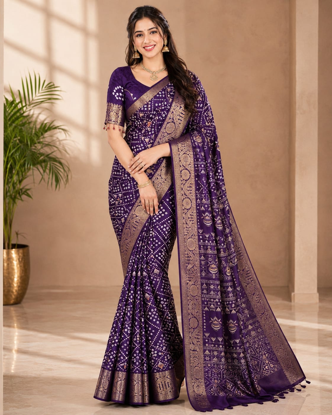 Purple Georgette Saree with Digital Print
