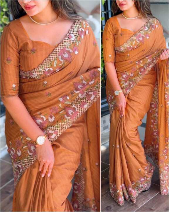 Visca slub silk saree - View 8