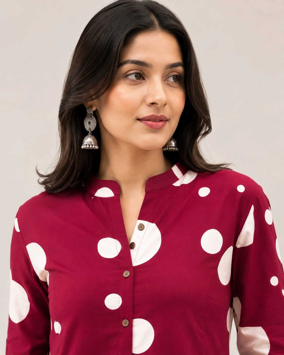 Two Piece Printed Cotton Co-Ord Sets Red - View 3