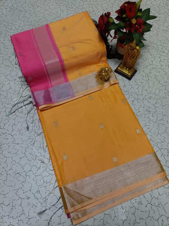 Maheswari Soft  Silk Saree (yellow) - View 2