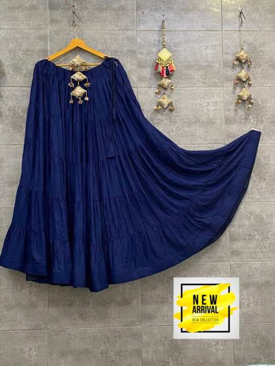 Reyon party' wear solid colour Skirt - View 4
