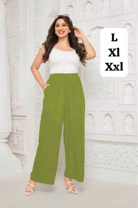 Rayon Palazzo Pants – Olive Green