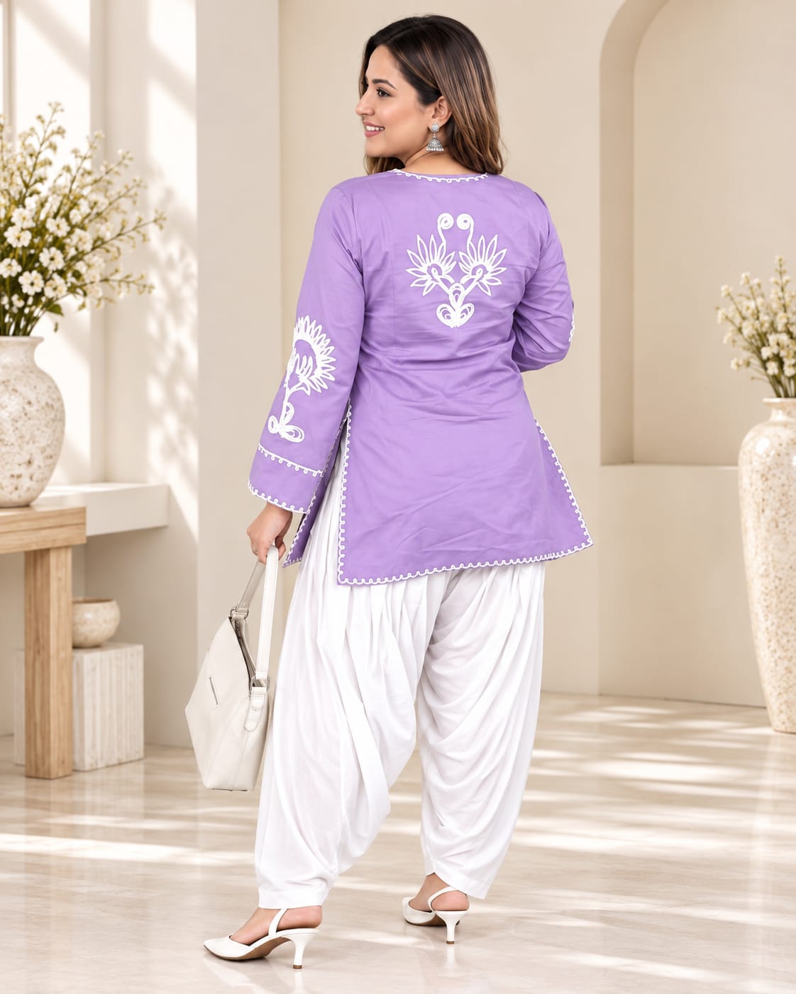 Lavender Pure Cotton Farshi Salwar Set - View 2
