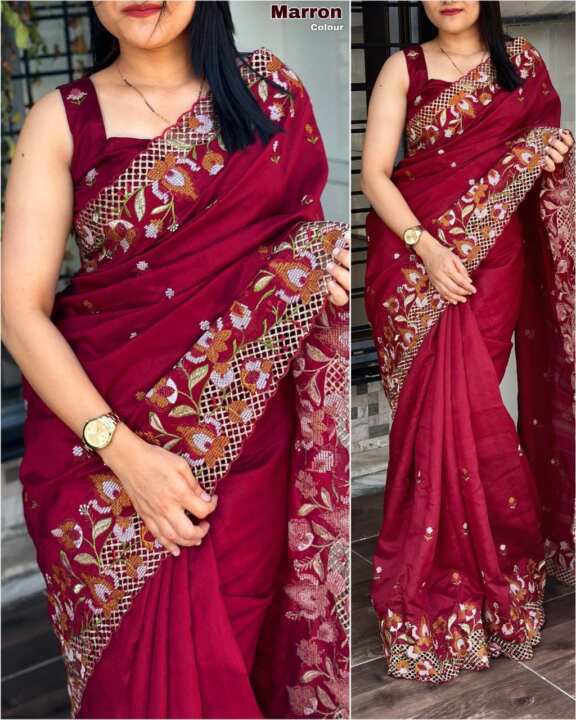Visca slub silk saree