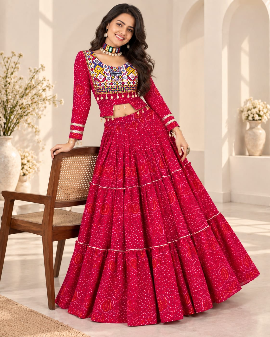 Pink Navratri Special Lehenga Choli Set [WITHOUT DUPATTA]