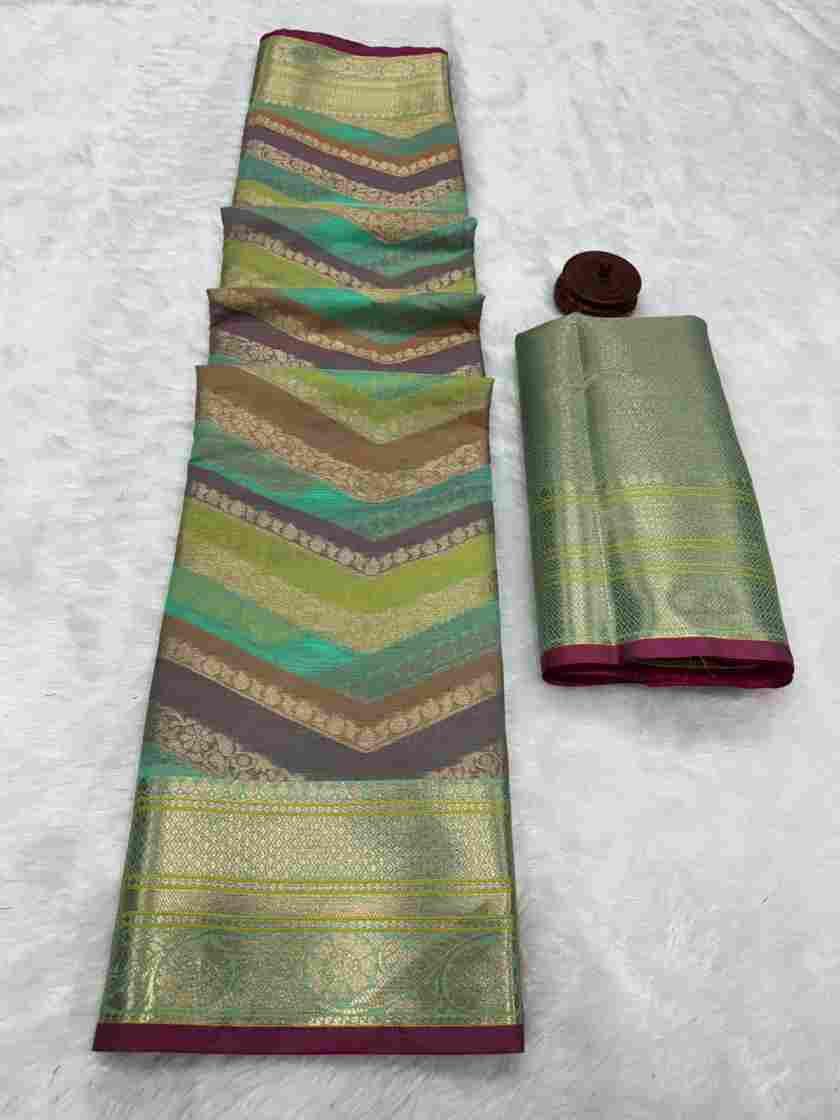 Patola Silk Leheriya Jacquard Saree with Zari Weaving & Blouse (Green Pastel)