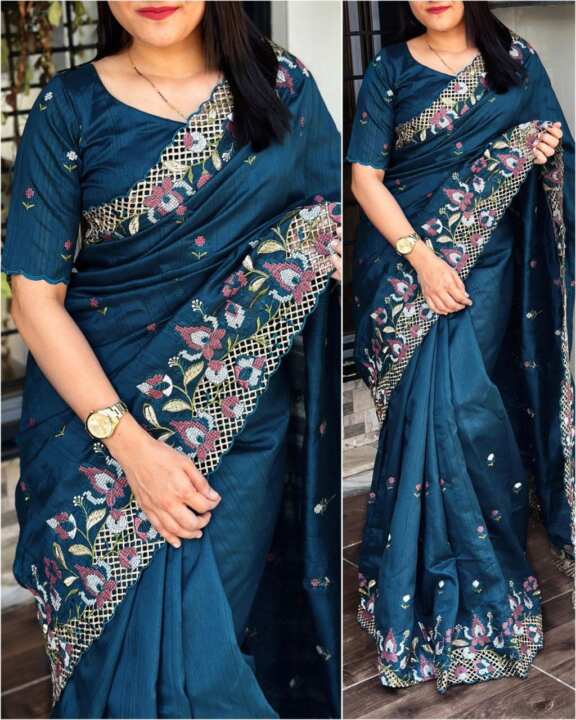 Visca slub silk saree - View 11
