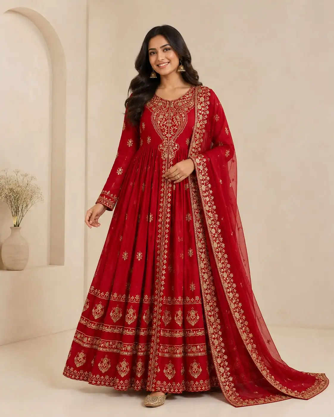 3-piece Designer Anarkali Gown Set with Dupatta.