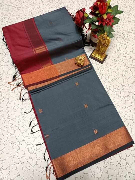Maheswari Soft  Silk Saree (Grey) - View 2