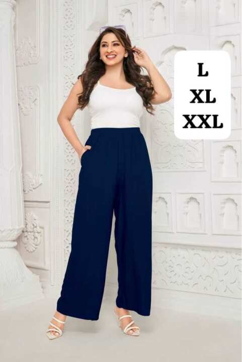 Rayon Palazzo Pants – Navy Blue