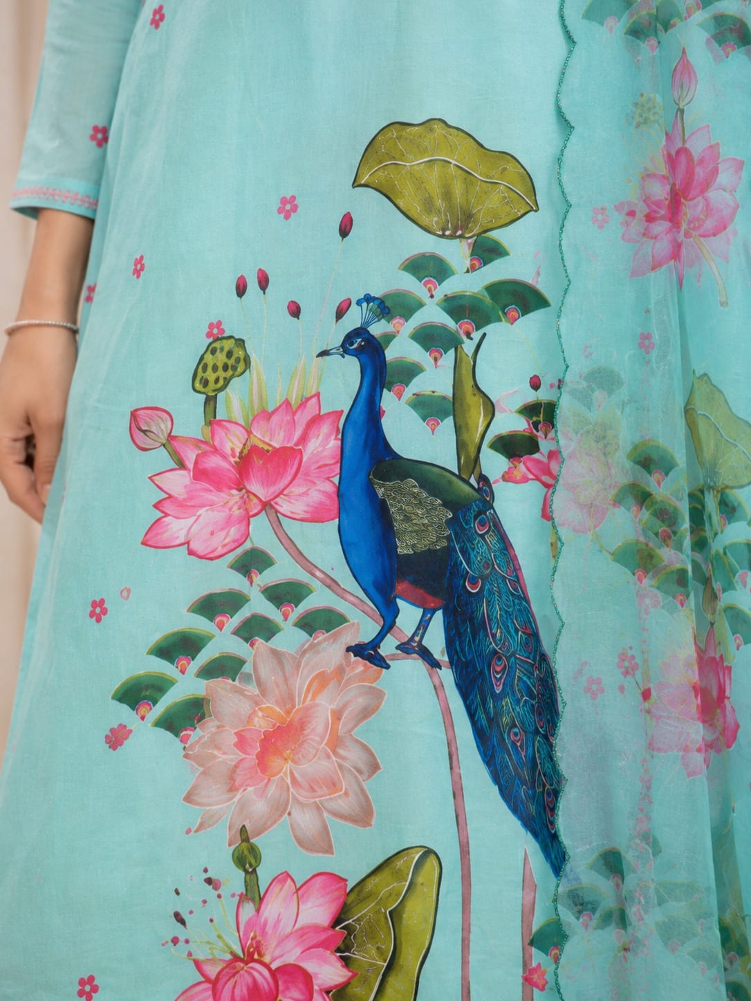 3-Piece Soft Silk Kurti, Pant & Dupatta Set - View 3